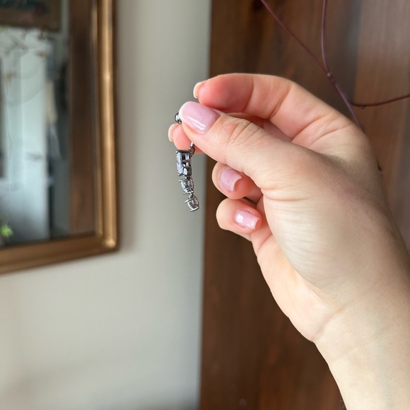 CZ stainless steel multi-heart dangle gunmetal belly ring - Picture 5 of 6